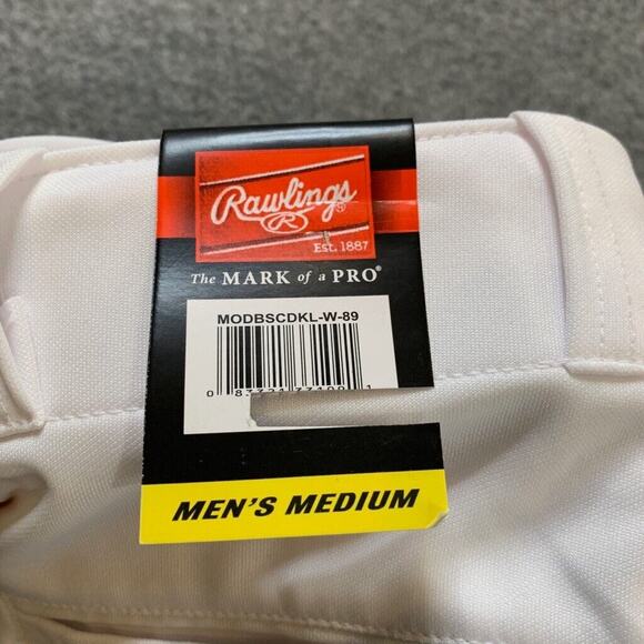 Rawlings Baseball Pants Mens M Medium White Elastic Ankles Relaxed Stretch - Picture 9 of 11